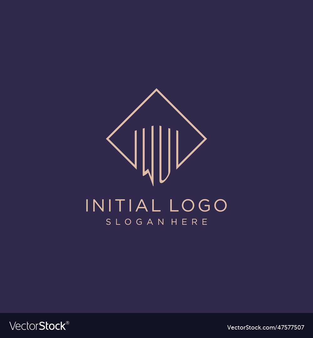 Initials wu logo monogram with rectangle style Vector Image Initials wu logo monogram with rectangle style