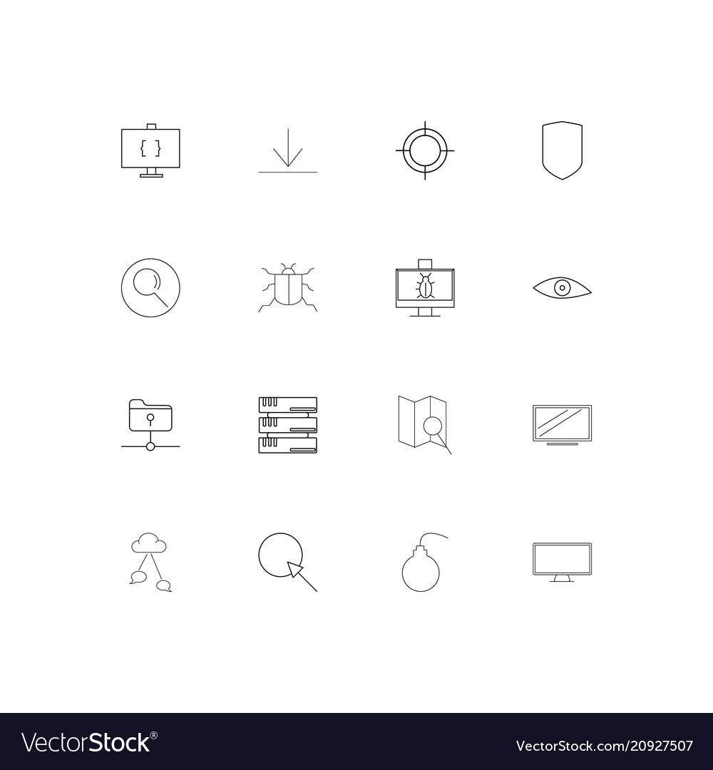 Internet security linear thin icons set outlined