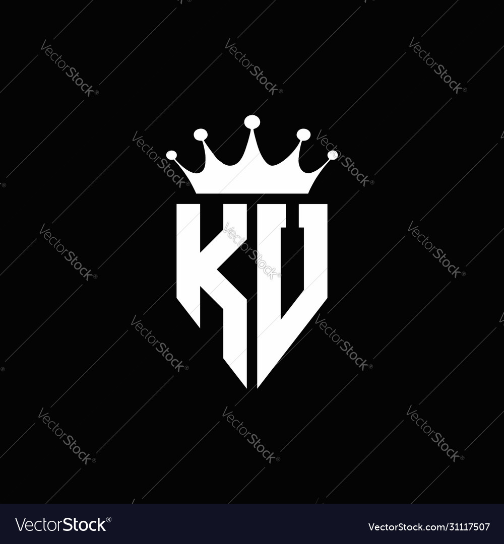 Ku logo monogram emblem style with crown shape Vector Image