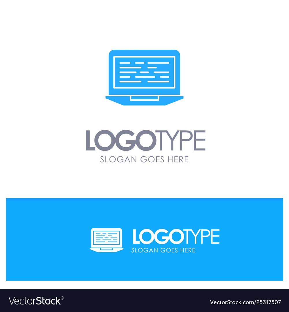 Laptop coding code screen computer blue solid Vector Image Laptop coding code screen computer blue solid