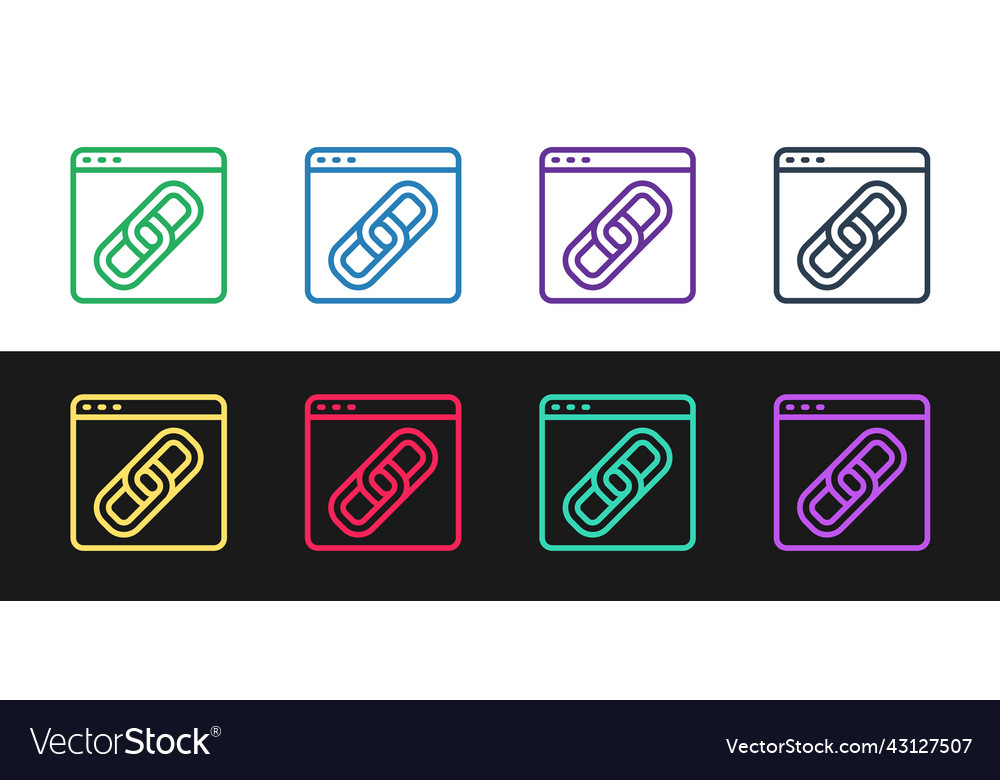 Set line browser window icon isolated on black Vector Image Set line browser window icon isolated on black