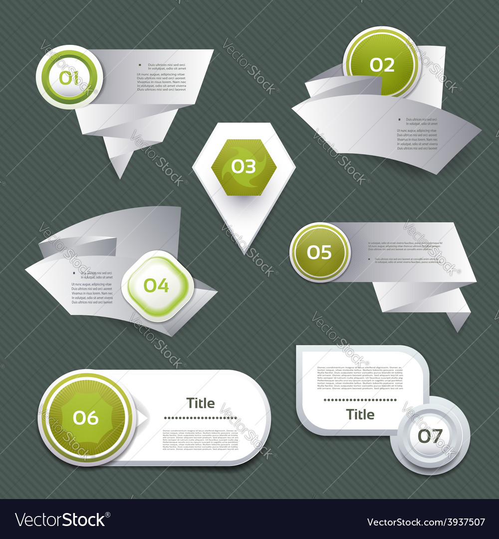 Set of green progress version step icons eps 10