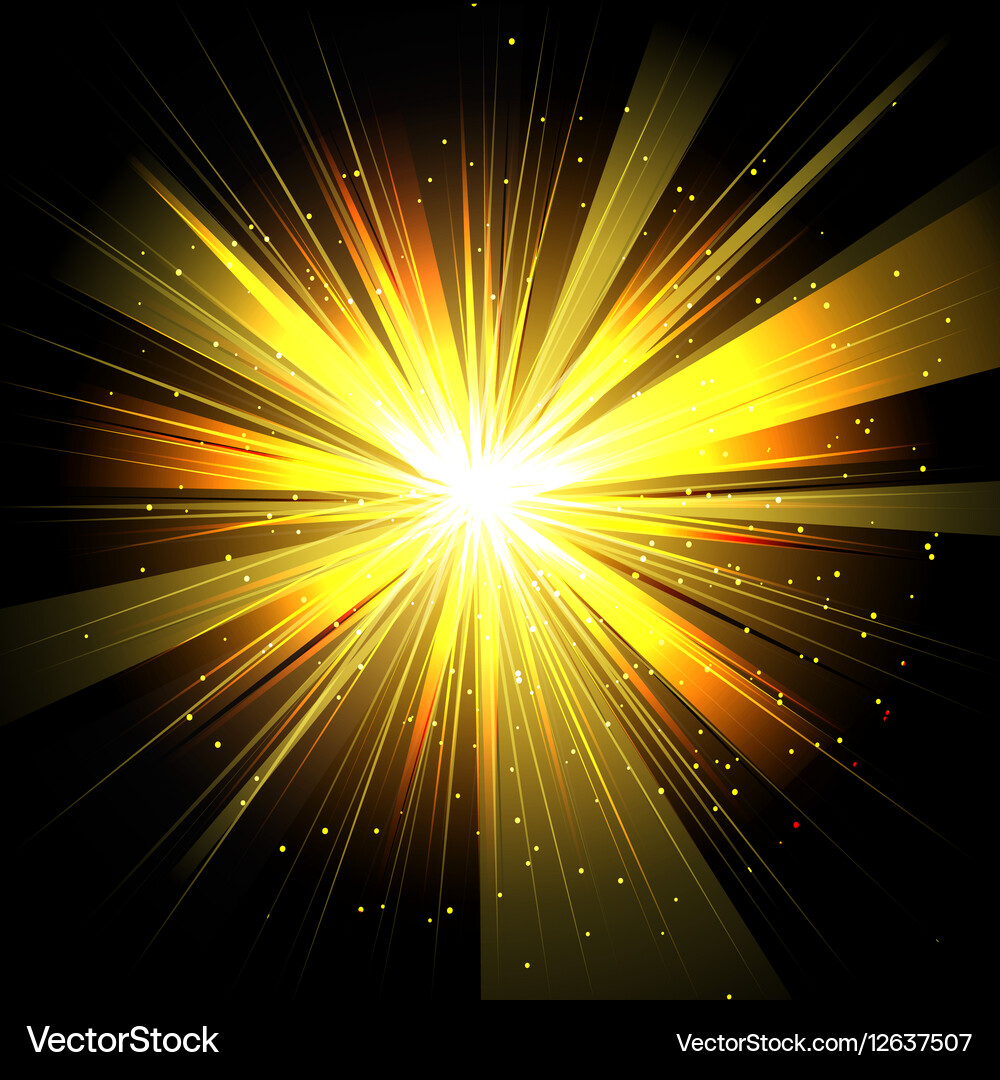 Star with rays white yellow in space isolated and Vector Image