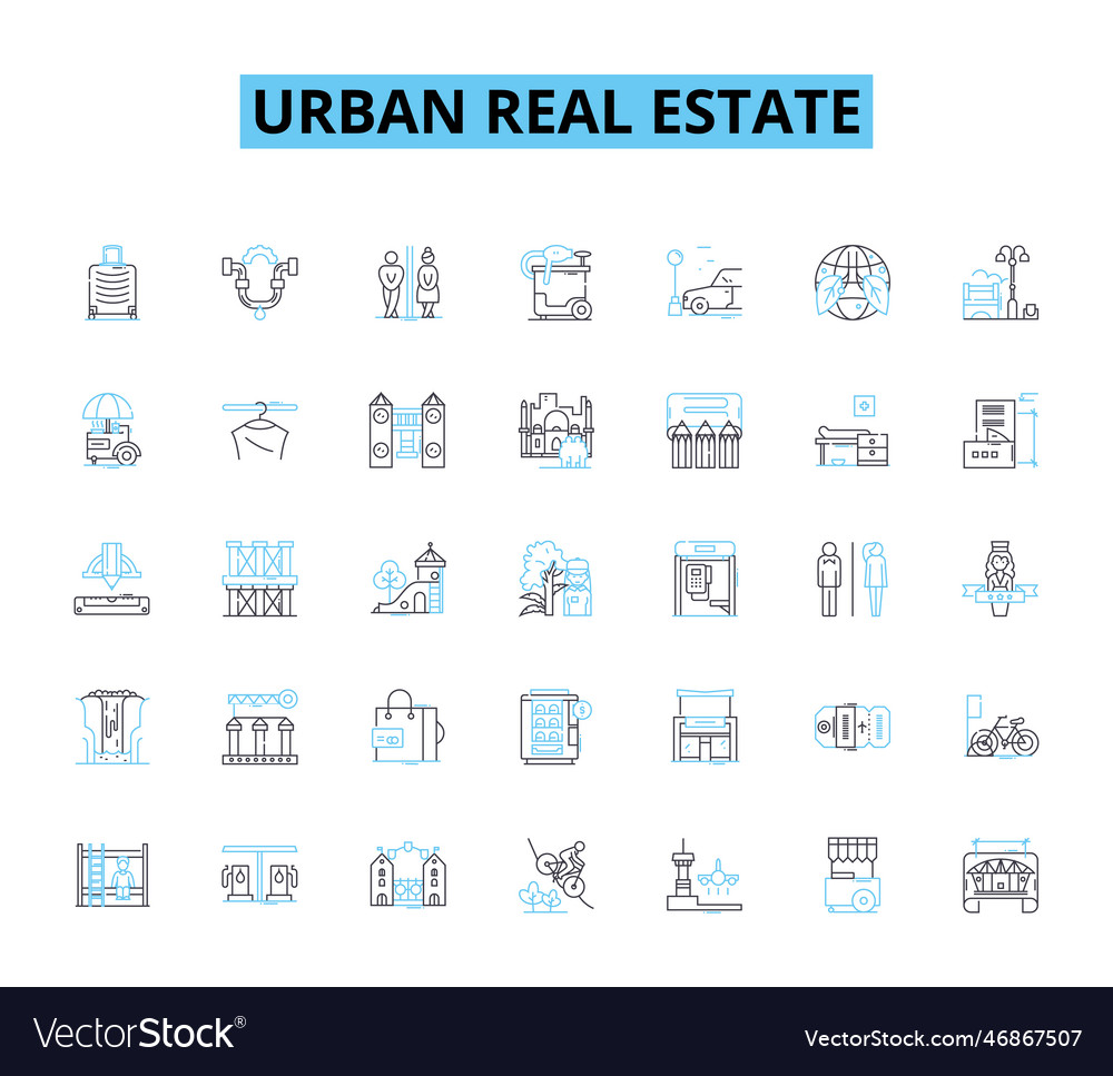 Urban real estate linear icons set gentrification vector image Urban real estate linear icons set gentrification