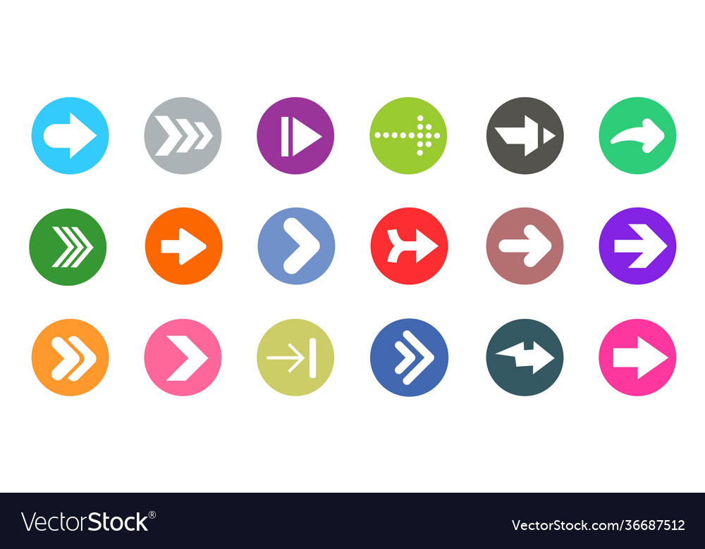 Arrow sign icons set colorful circle shape vector image Arrow sign icons set colorful circle shape