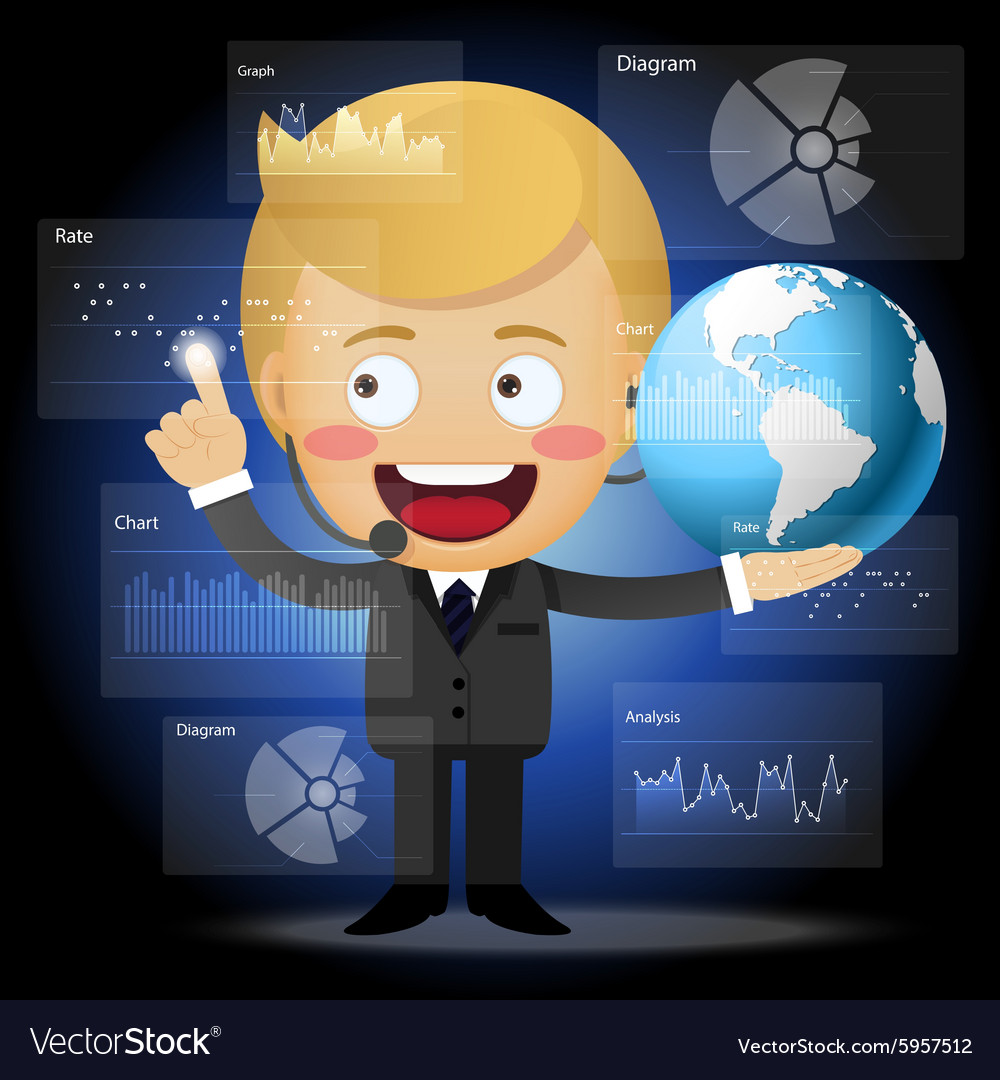 Businessman with globe working data process