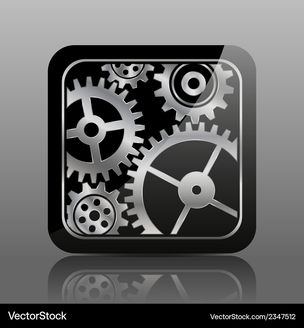 Button black with gears Royalty Free Vector Image