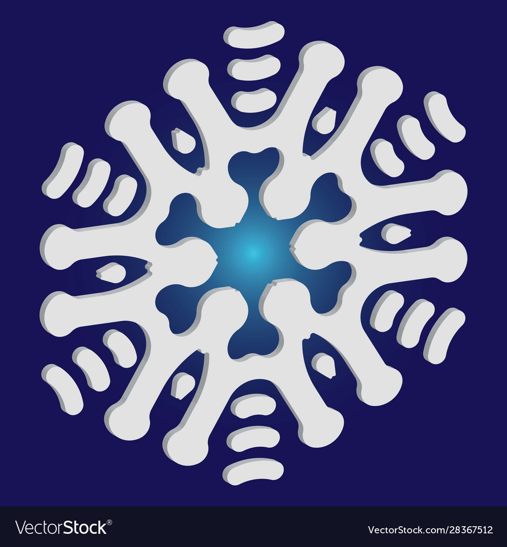 Cute snowflake with shadow on blue background