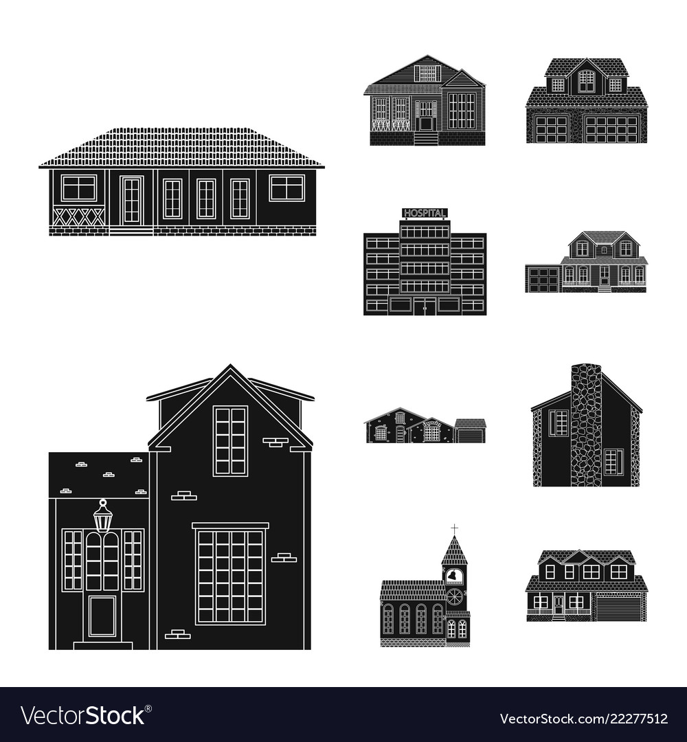 Design of building and front logo set