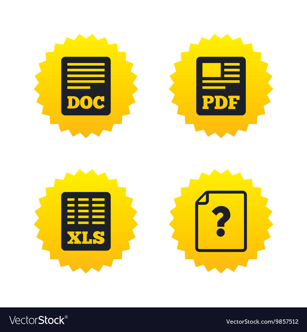 Document icons xls pdf file signs