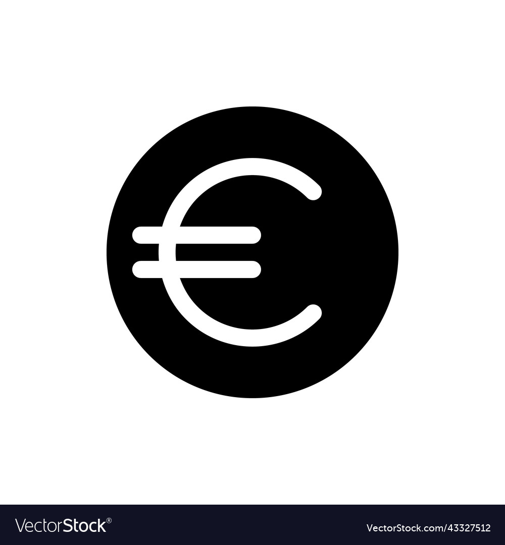 Euro coin black glyph ui icon