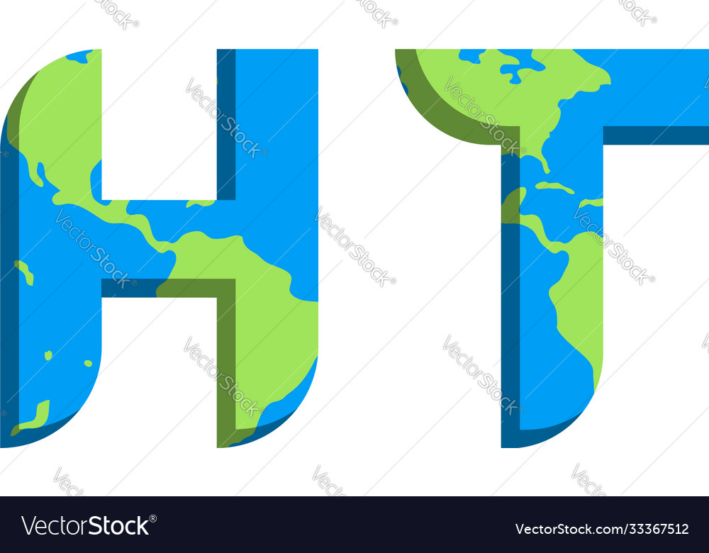 Initial ht logo design with world map style Vector Image Initial ht logo design with world map style