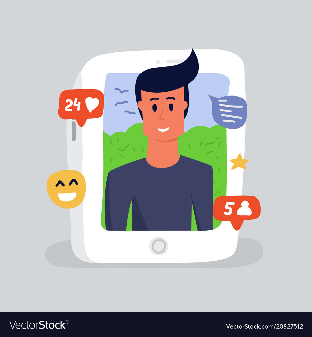 Internet and social networks profile of smiling Vector Image Internet and social networks profile of smiling