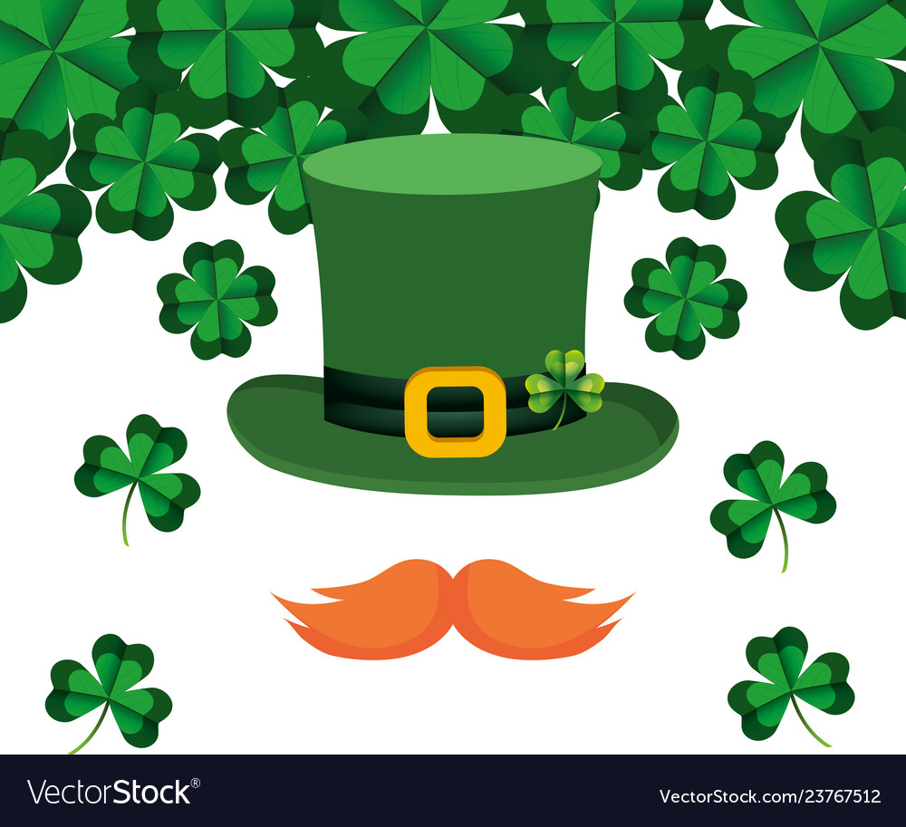 Leprechaun Mustache Clover Hat Royalty Free Vector Image