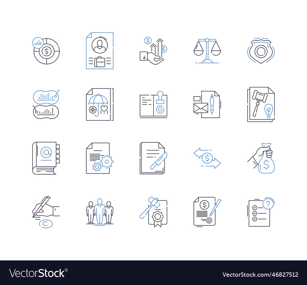 Litigation line icons collection dispute vector image Litigation line icons collection dispute