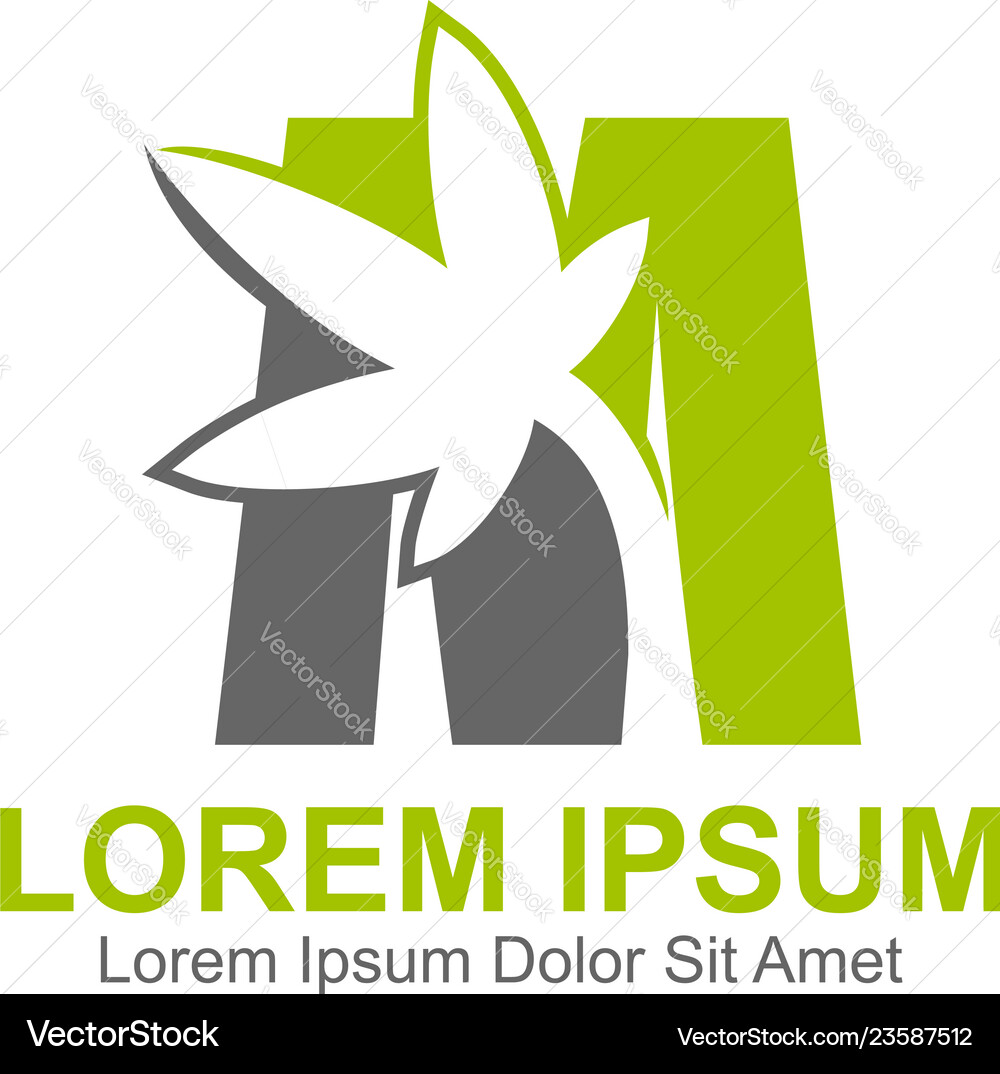 M letter with leaf logo Royalty Free Vector Image