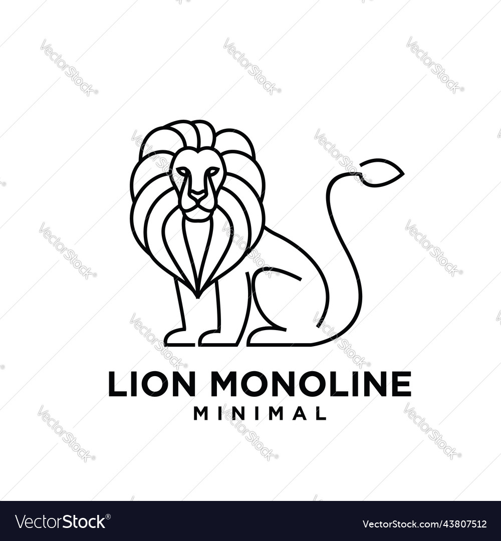 Minimal mono line lion logo design Royalty Free Vector Image