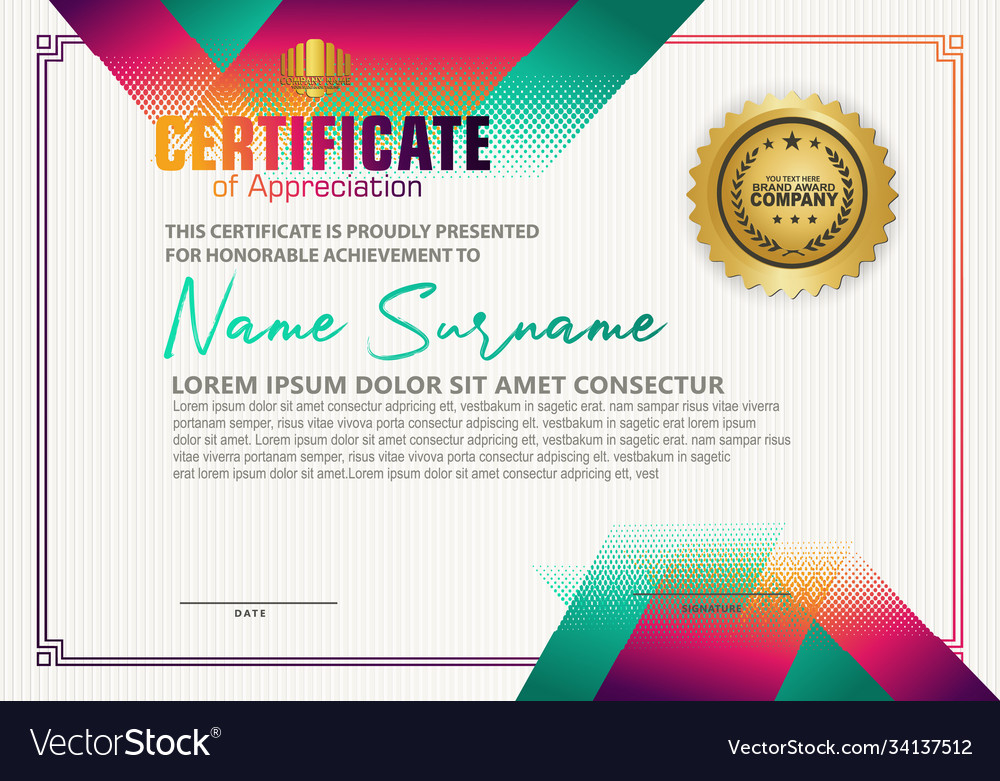 Modern certificate template with diagonal