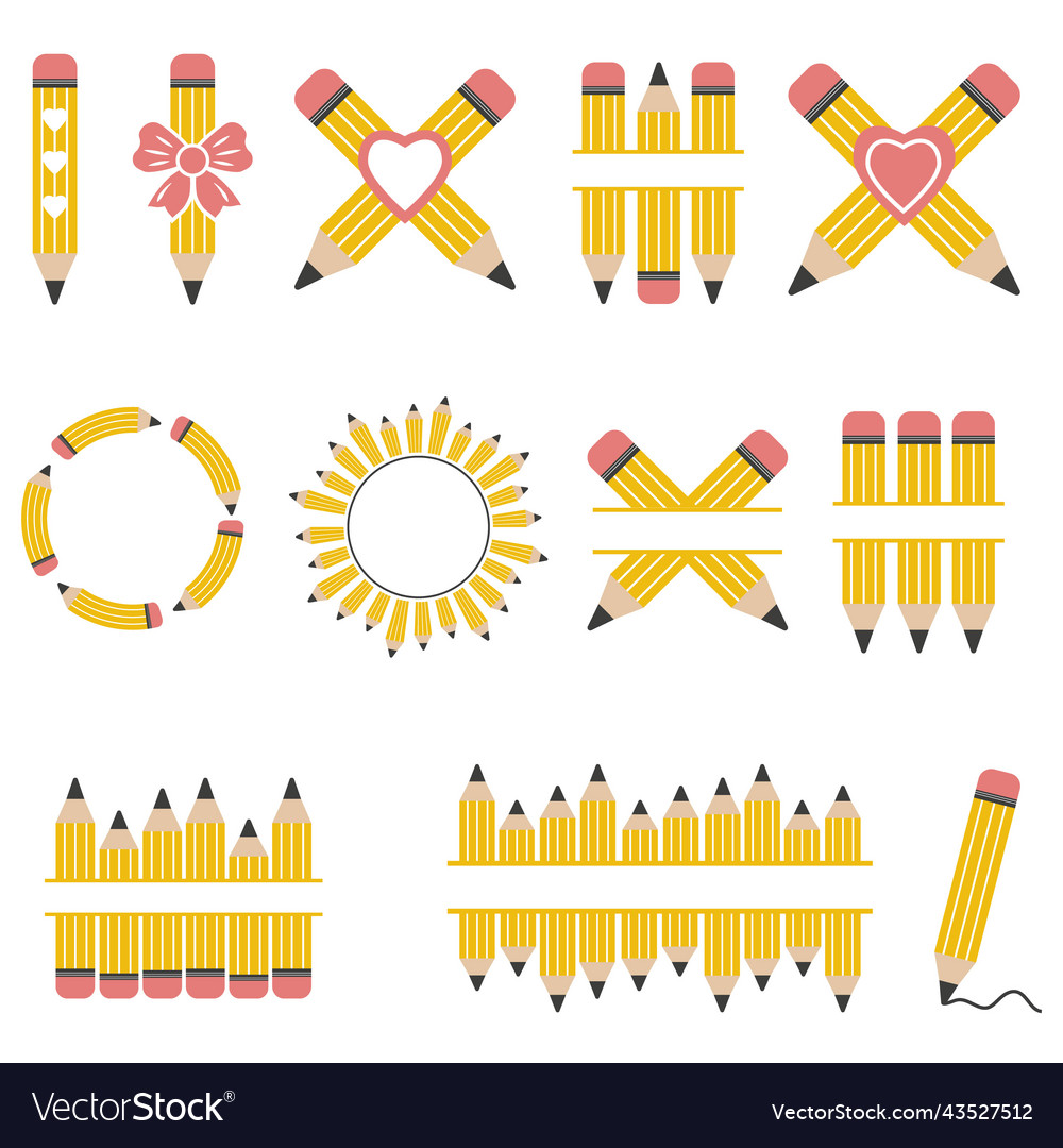 Pencil set with text frame color isolated Vector Image Pencil set with text frame color isolated