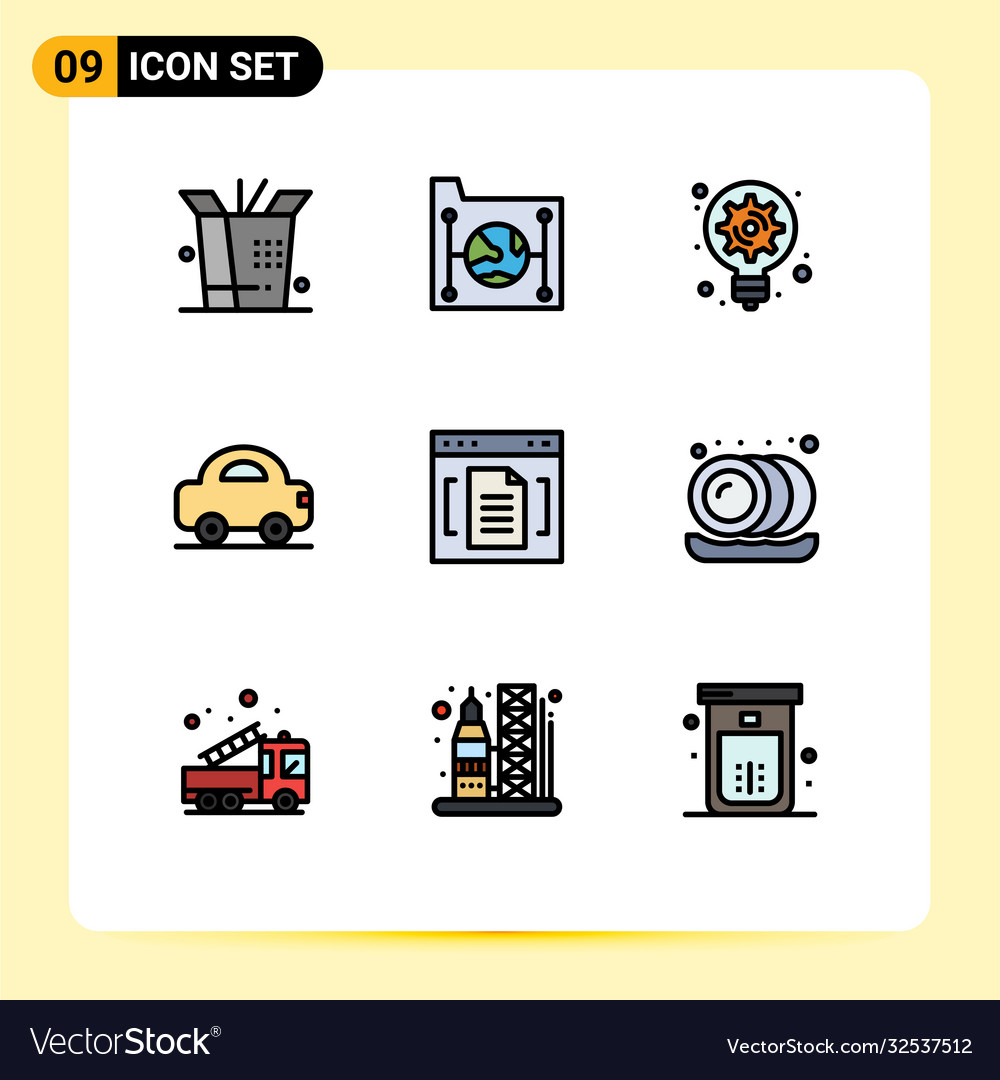 Pictograph set 9 simple filledline flat colors