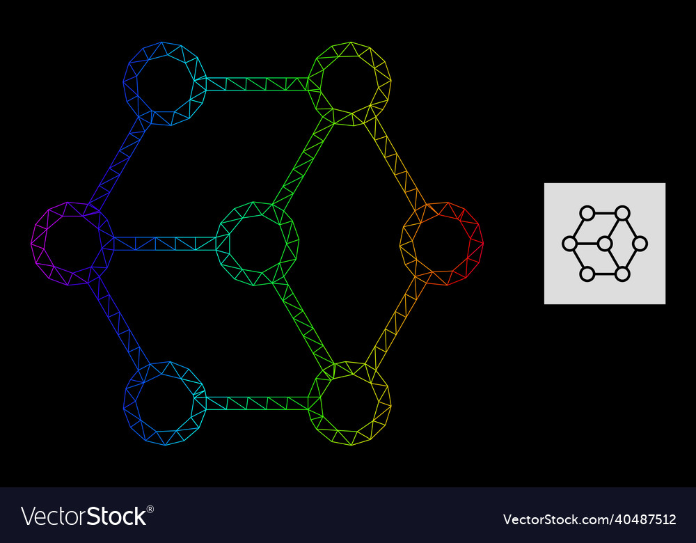 Rainbow gradiented polygonal network blockchain vector image Rainbow gradiented polygonal network blockchain