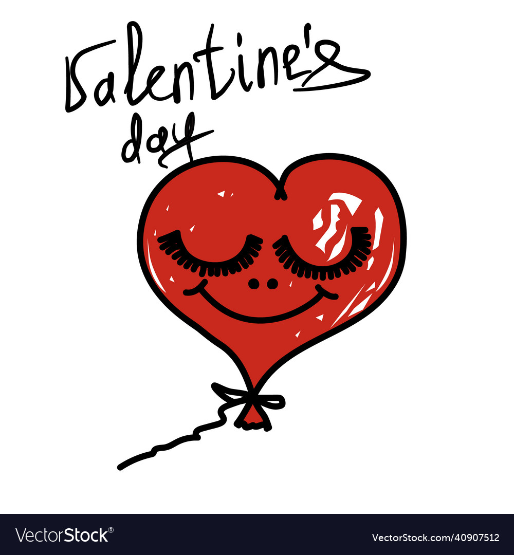 Red air heart with emotion and text