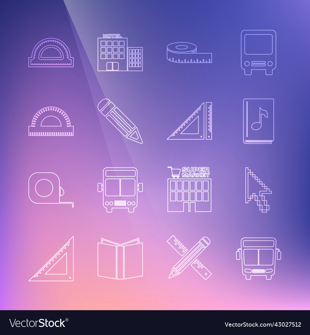 Set line bus pixel arrow cursor audio book tape vector image Set line bus pixel arrow cursor audio book tape