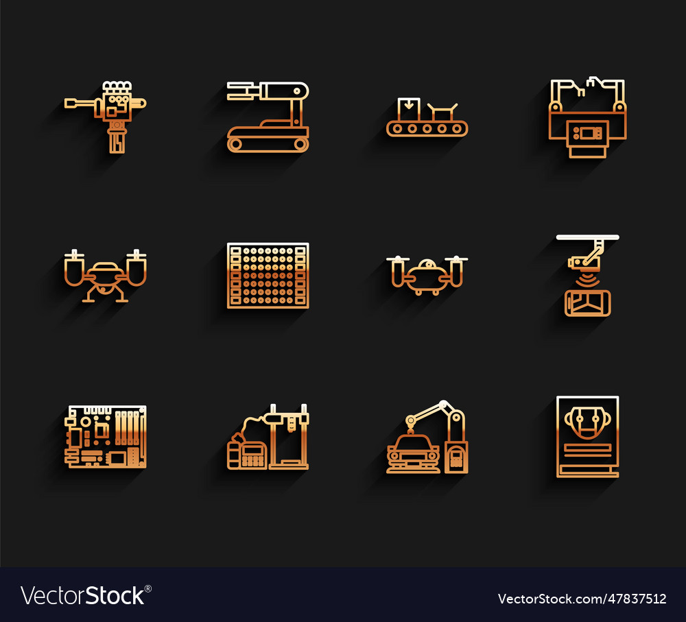 Set line electronic computer components vector image Set line electronic computer components