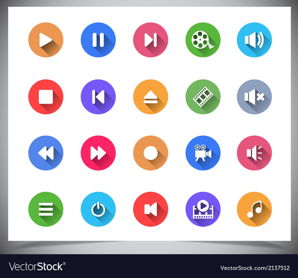 Set of flat color buttons