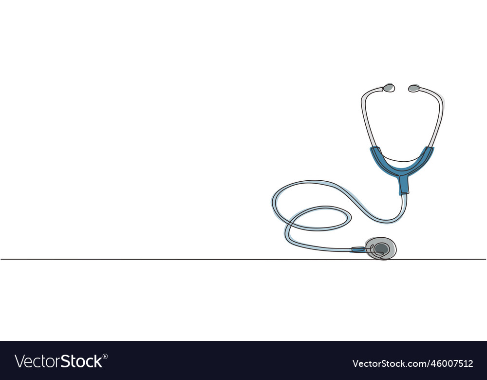 Single continuous line drawing stethoscope