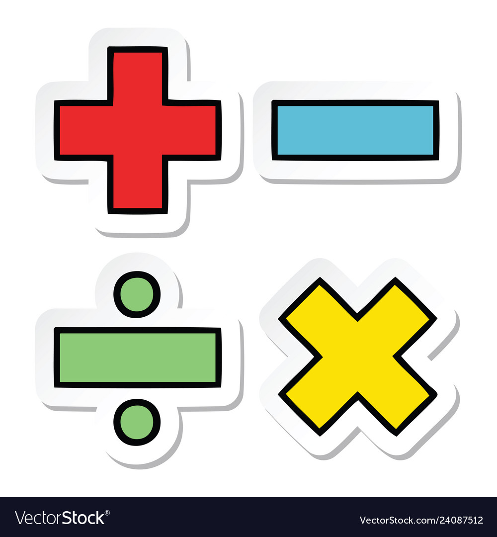 Sticker A Cute Cartoon Math Symbols Royalty Free Vector 1561