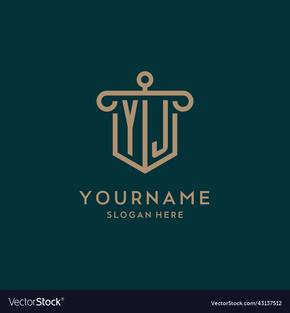 Yj monogram initial logo design with shield Vector Image Yj monogram initial logo design with shield