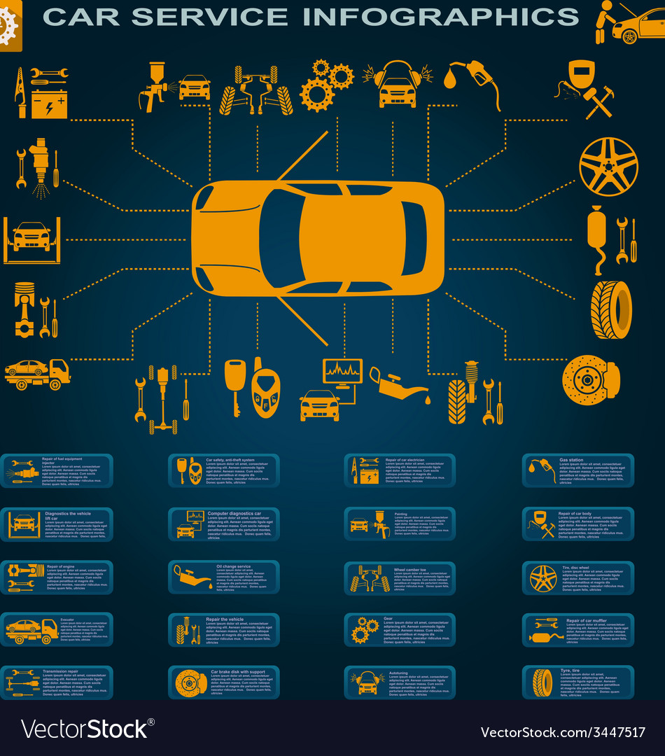 Car service repair infographics Royalty Free Vector Image