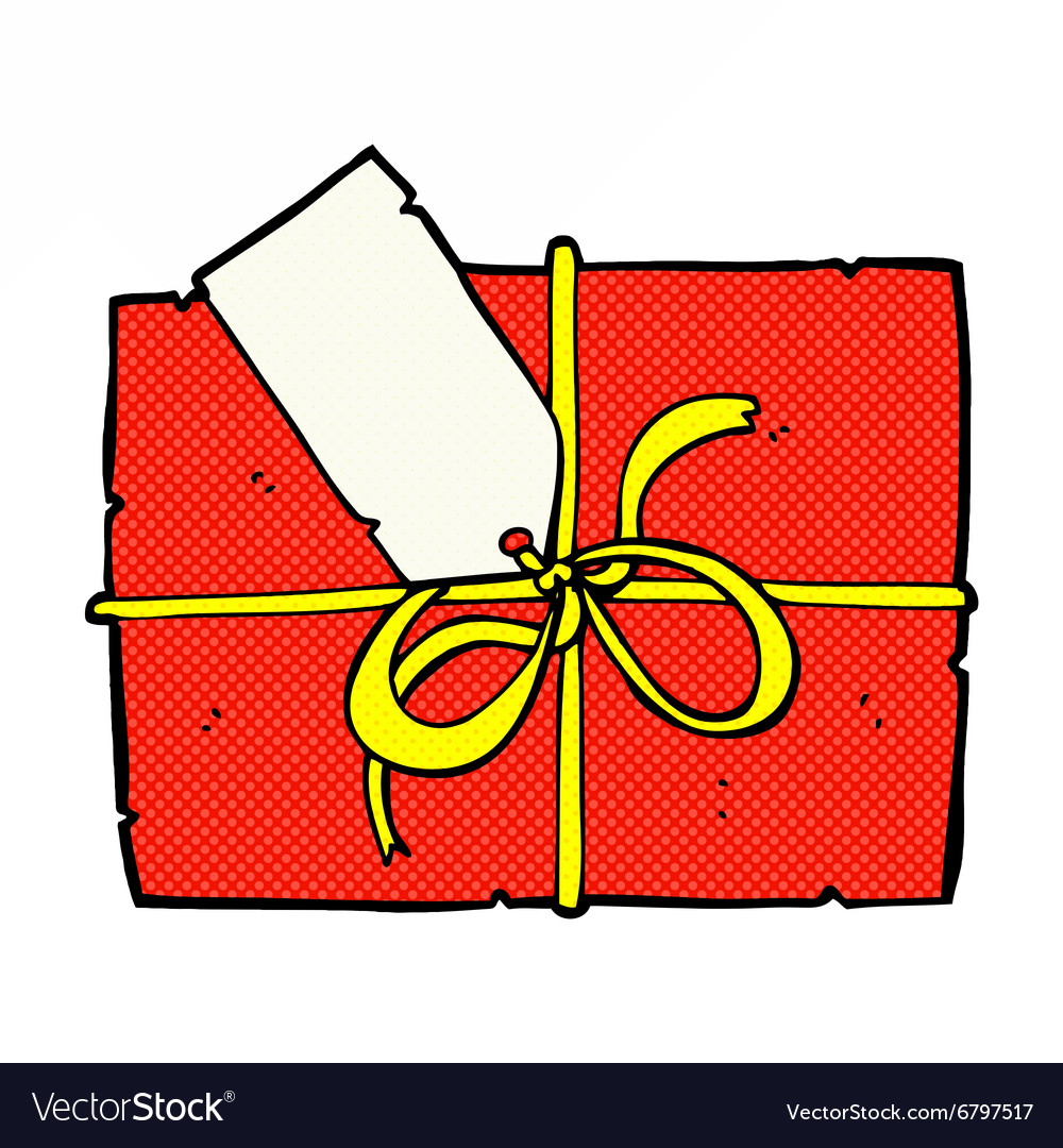Comic cartoon wrapped present Royalty Free Vector Image Comic cartoon wrapped present Royalty Free Vector Image