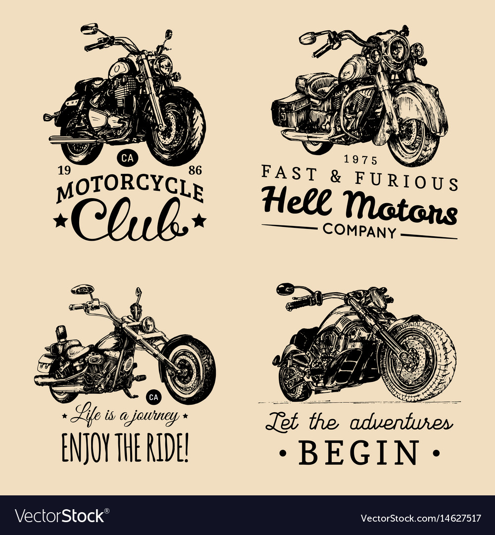 Custom chopper and motorcycle logos set vintage