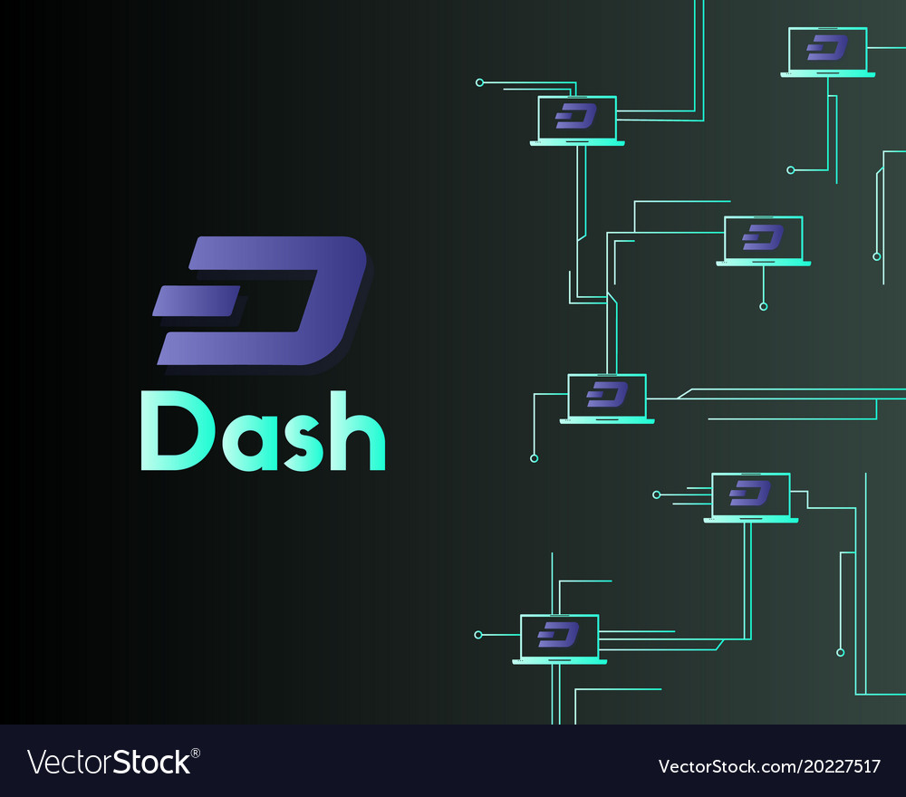 Dash blockchain technology on dark background