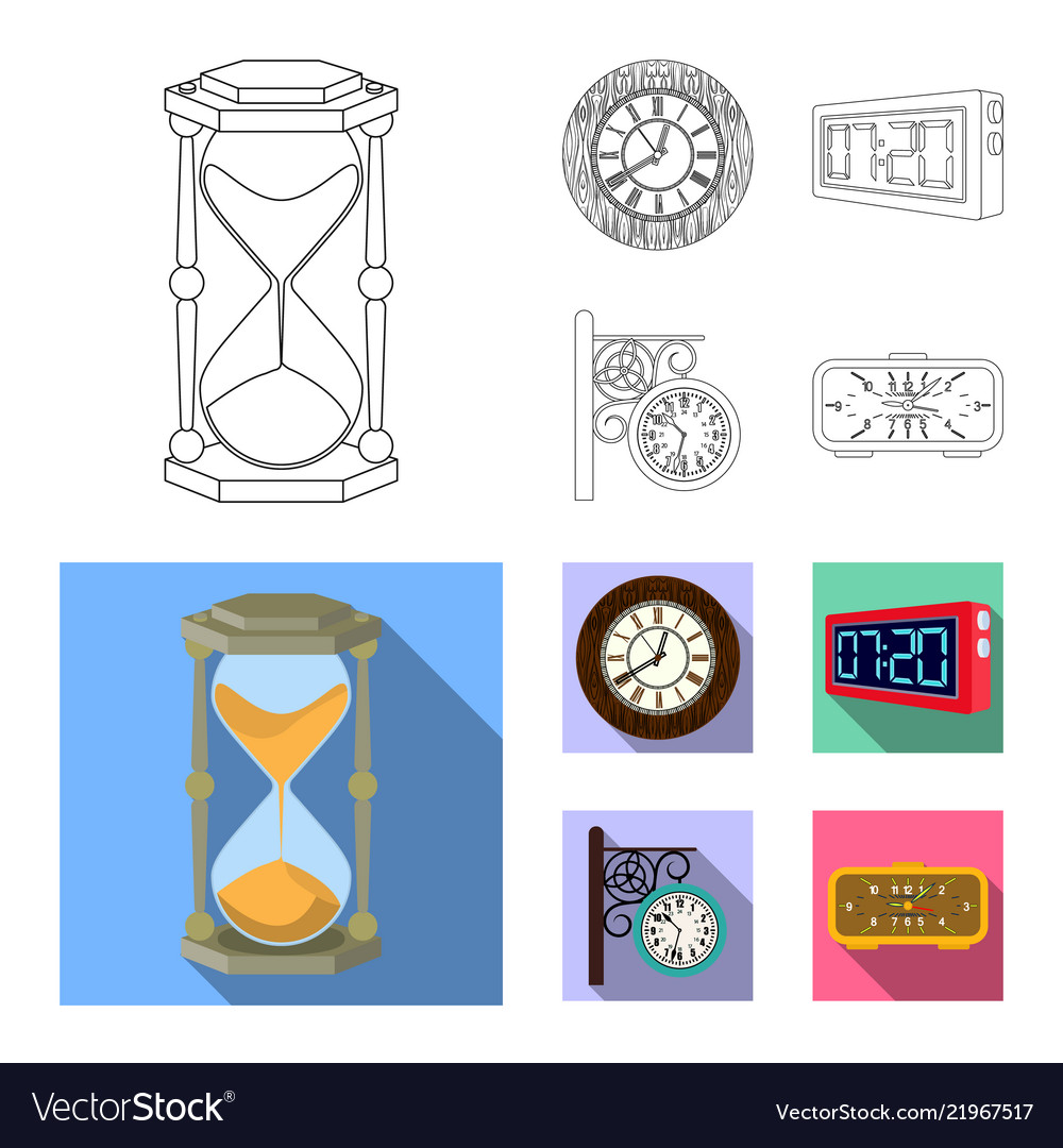 Design of clock and time logo set vector image Design of clock and time logo set