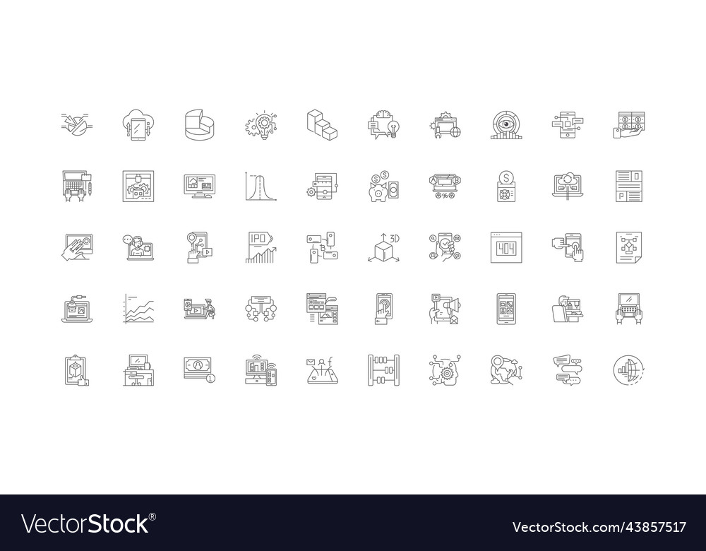 Internet marketing ideas linear icons line signs