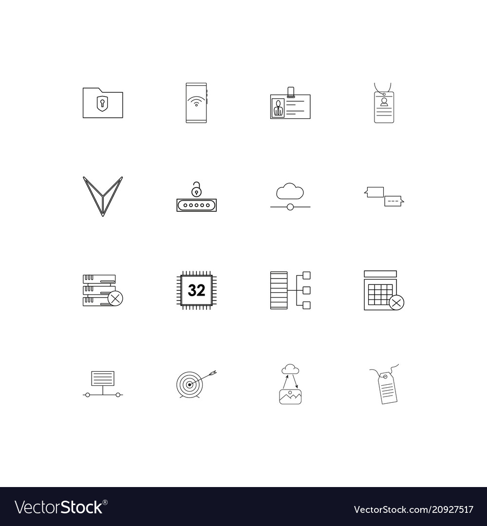 Internet technologies linear thin icons set