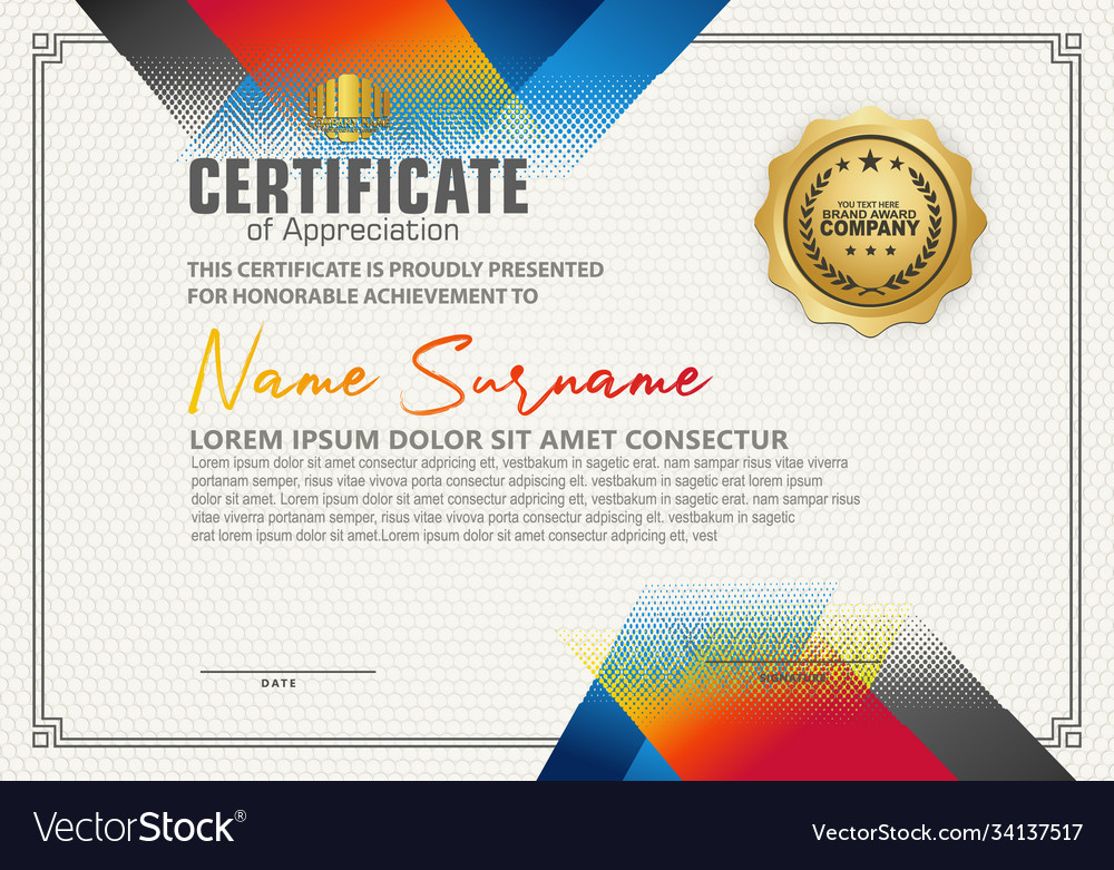 Modern certificate template with diagonal