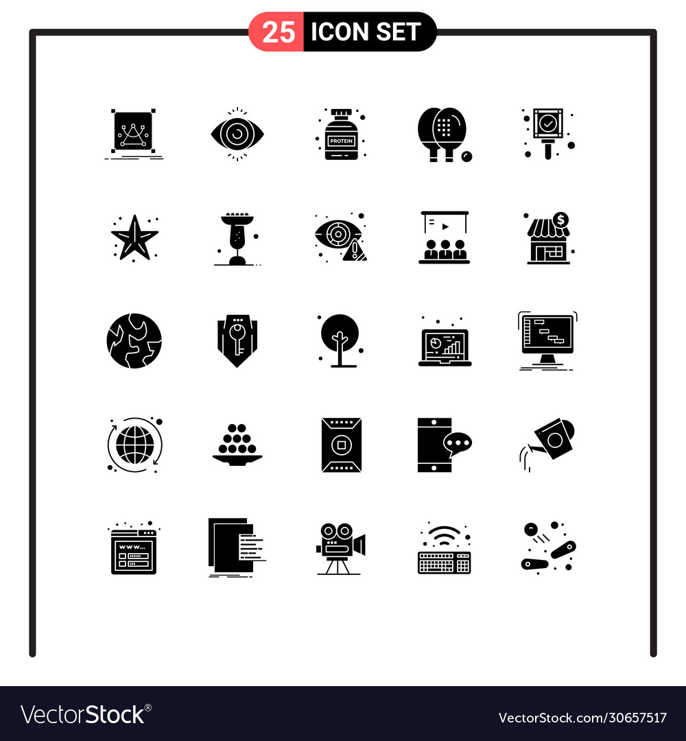 Modern set 25 solid glyphs and symbols