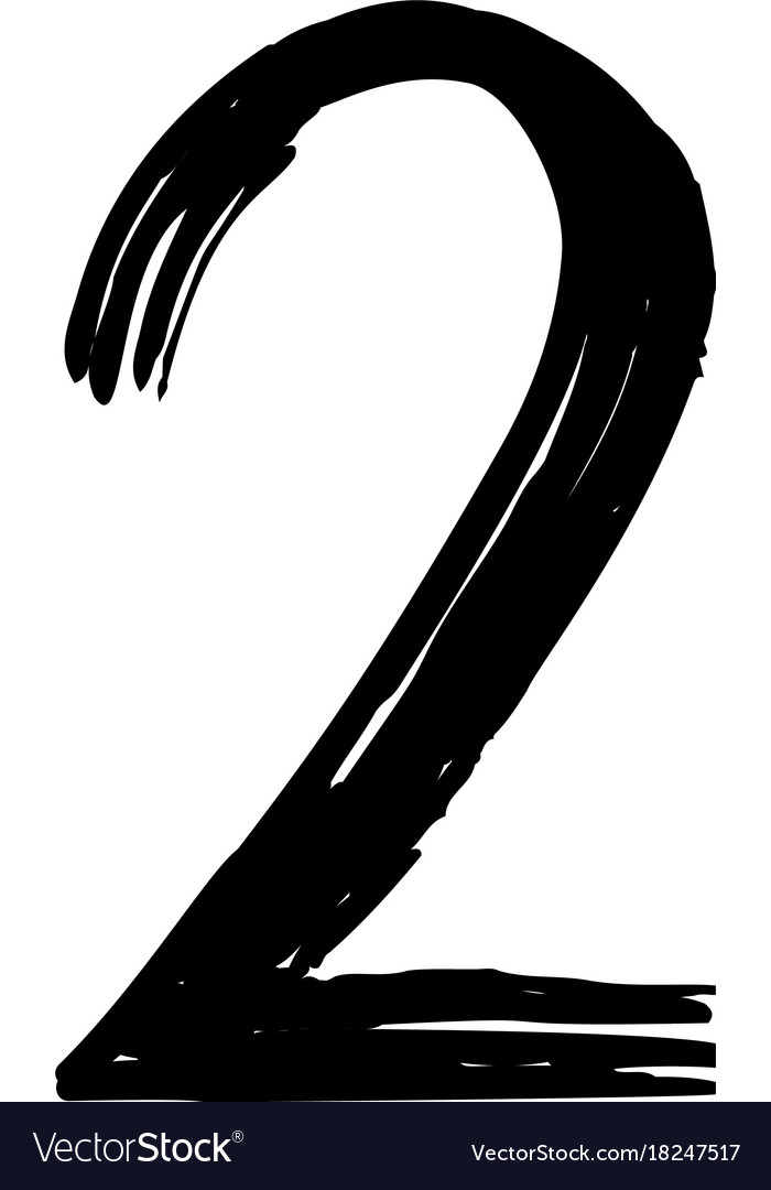 Number 2 painted brush Royalty Free Vector Image