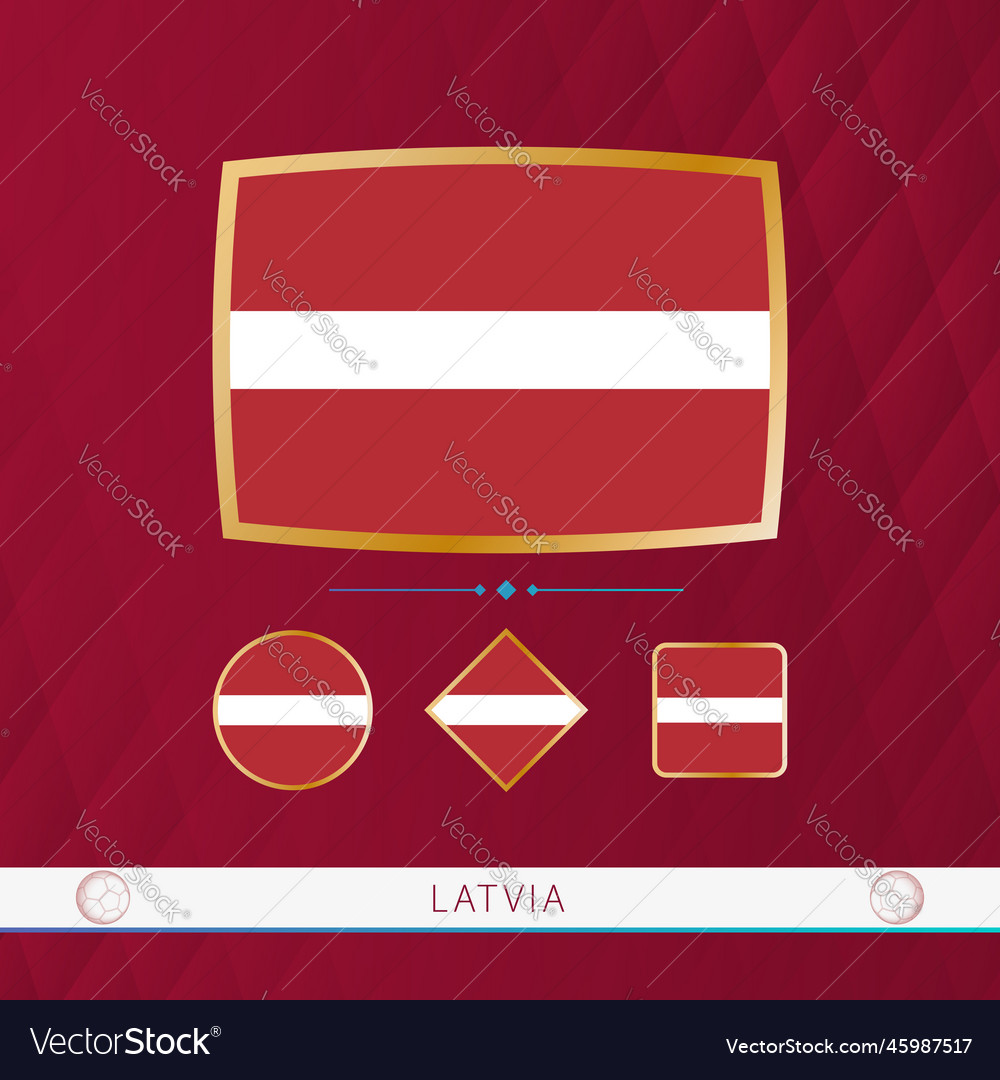 Set of latvia flags with gold frame for use