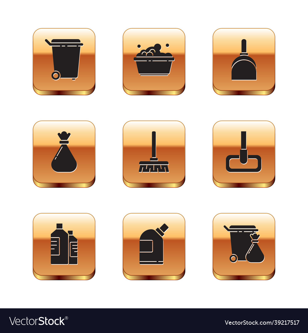 Set trash can bottles for cleaning agent handle vector image Set trash can bottles for cleaning agent handle