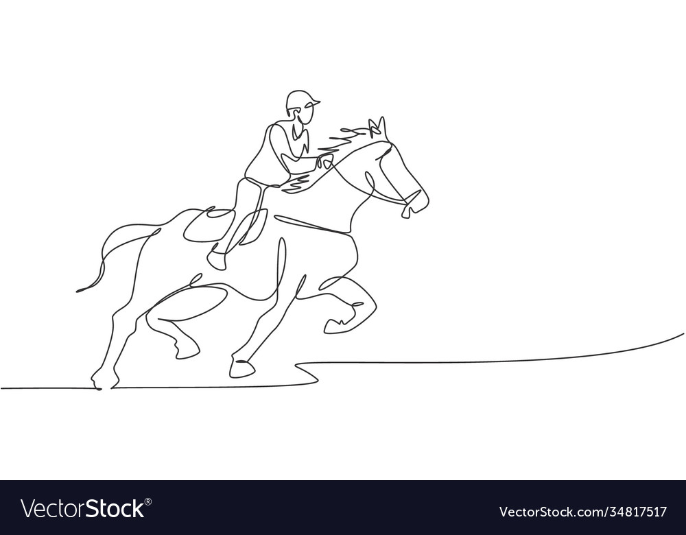 Single continuous line drawing young Royalty Free Vector