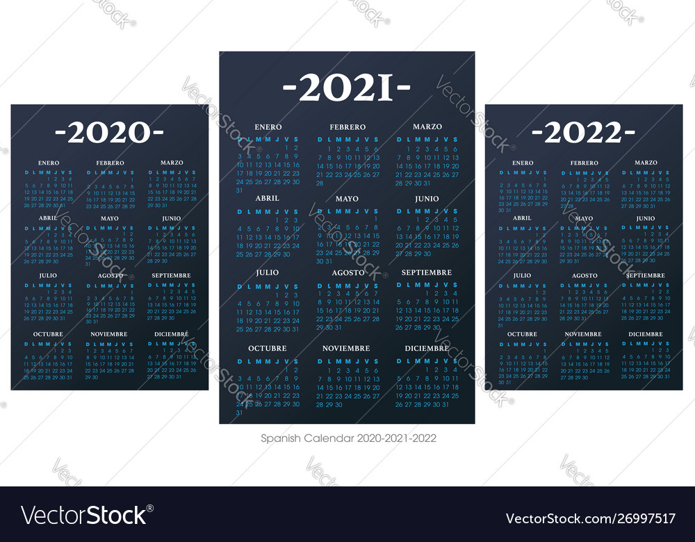 Spanish calendar 2010-2021-2022 template Vector Image