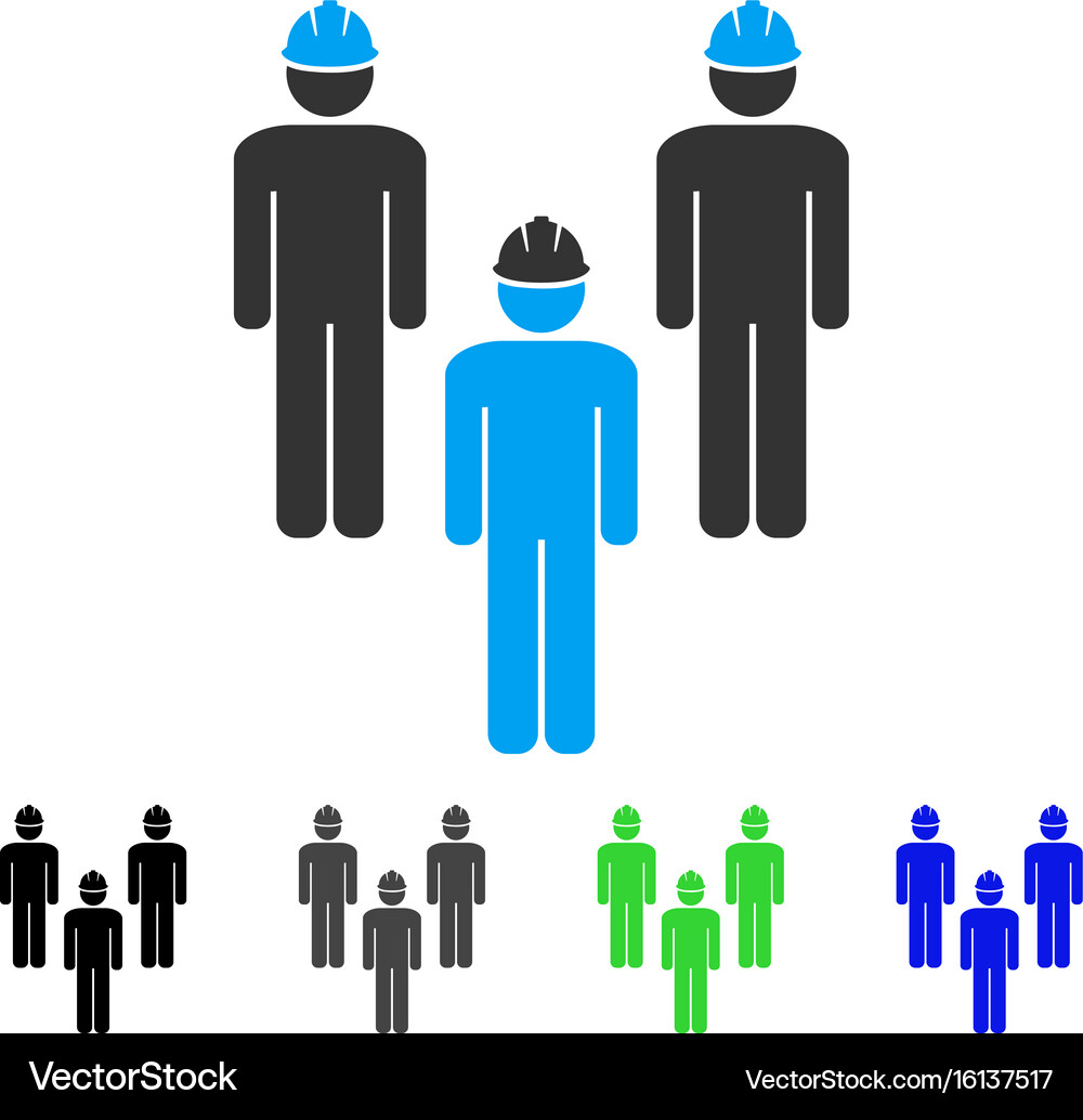 Standing engineer group flat icon Royalty Free Vector Image