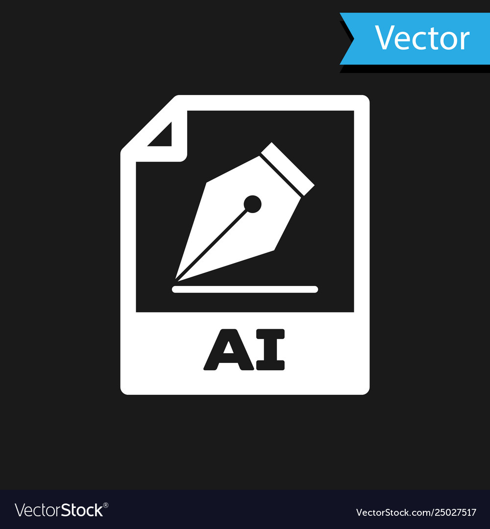 White ai file document icon download button vector image White ai file document icon download button