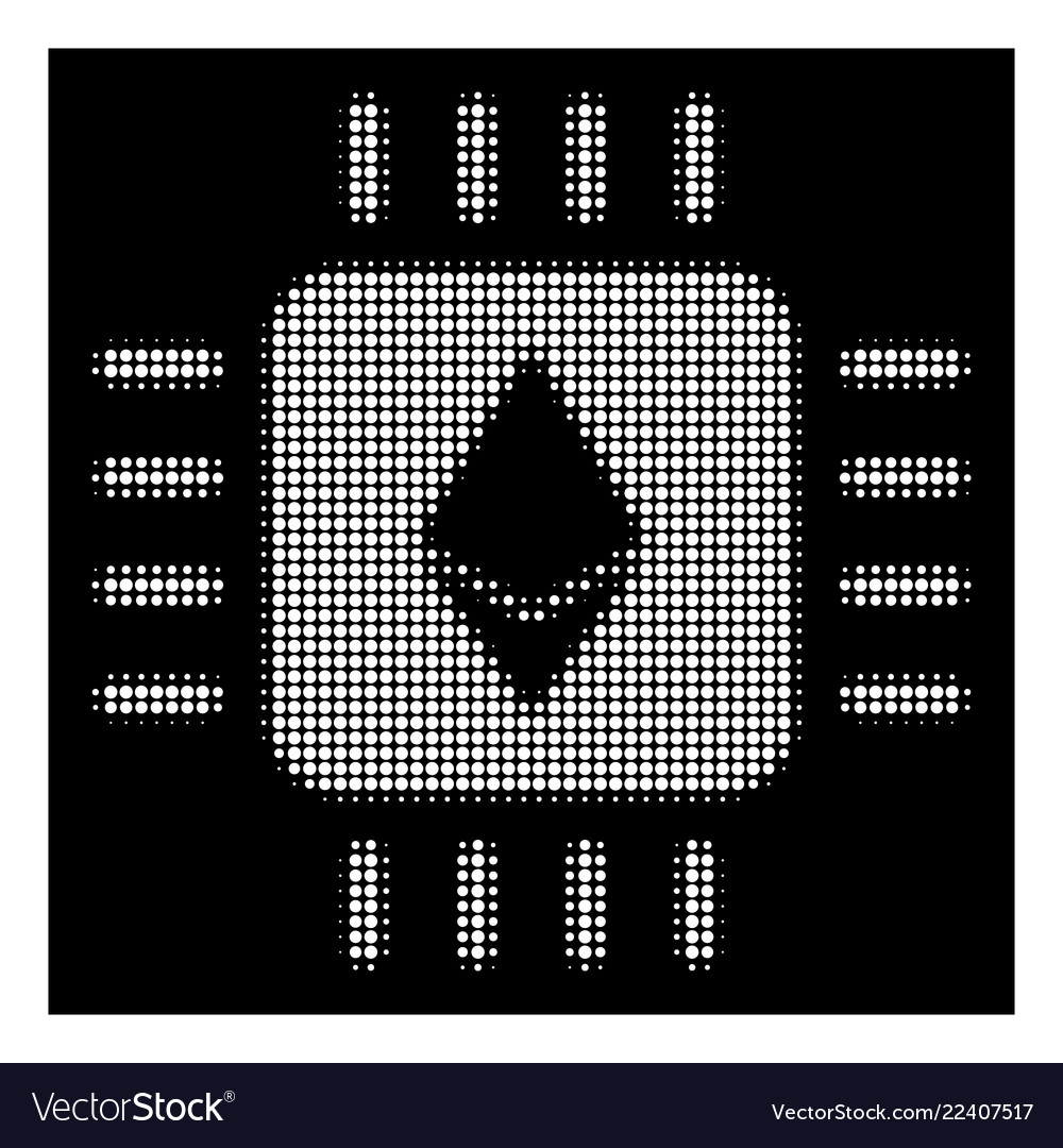 White halftone ethereum processor chip icon vector image White halftone ethereum processor chip icon