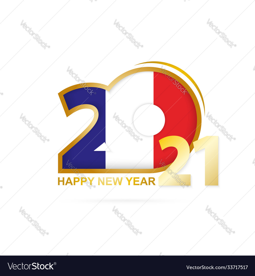 Year 2021 with france flag pattern happy new Vector Image